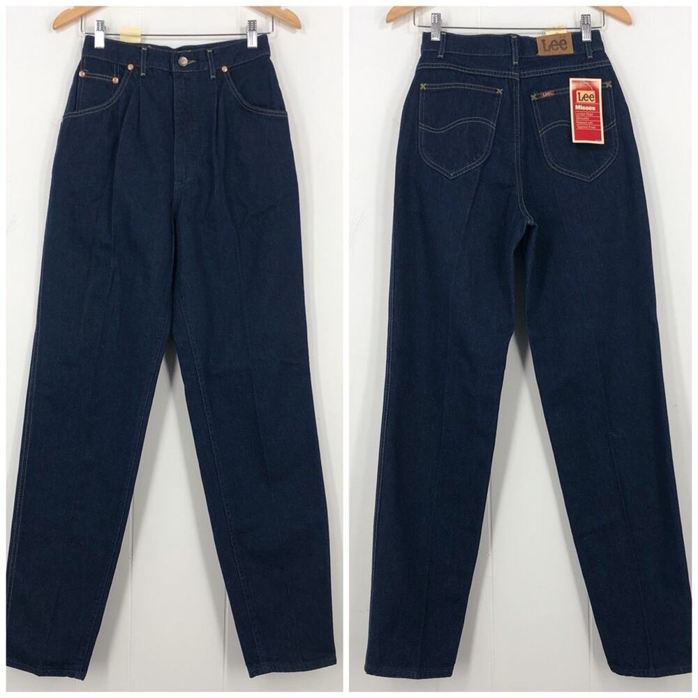 Lee VTG 80s London Rider Jean Deadstock Relaxed Pleated Union Made Size 10 Blue